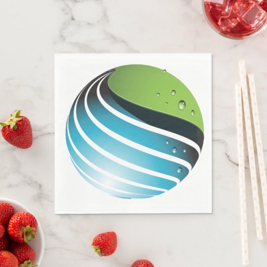 Abstrakt Grün und Blau Globe Moderne Erde Serviette (Beispiel)