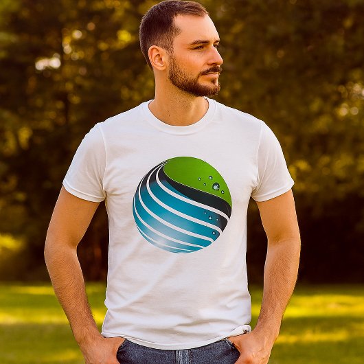 Abstrakt Grün und Blau Globe Moderne Erde T-Shirt
