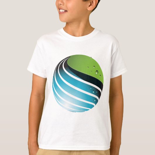 Abstrakt Grün und Blau Globe Moderne Erde T-Shirt (Vorderseite)