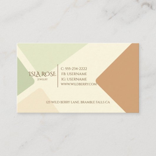 Abstrakt grün und neutral geschärft visitenkarte (Vorderseite)