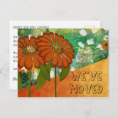Abstrakt grün und orange-blütige neue Adresse Postkarte (Vorne/Hinten)