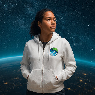 Abstrakt-grüne blaue Globe-Frauen-Vollversion Hoodie