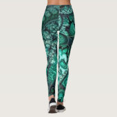 Abstrakt-grüne Leggings in Schwarzweiß (Rückseite)