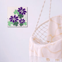 Abstrakt-grüne und Lila Klee- und Blume-Doodle