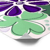 Abstrakt-grüne und Lila Klee- und Blume-Doodle Poster (Ecke)
