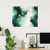 Abstrakt grüne und weiße Alkoholtinte Poster (Heimbüro)
