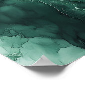 Abstrakt grüne und weiße Alkoholtinte Poster (Ecke)