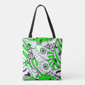 Abstrakt-grüner Schwarzer Schmetterling Flügel Tasche (Rückseite)