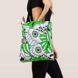 Abstrakt-grüner Schwarzer Schmetterling Flügel Tasche