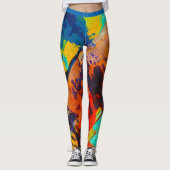 Abstrakt grünes blaues Orangenbraun, dynamisch Leggings (Vorderseite)