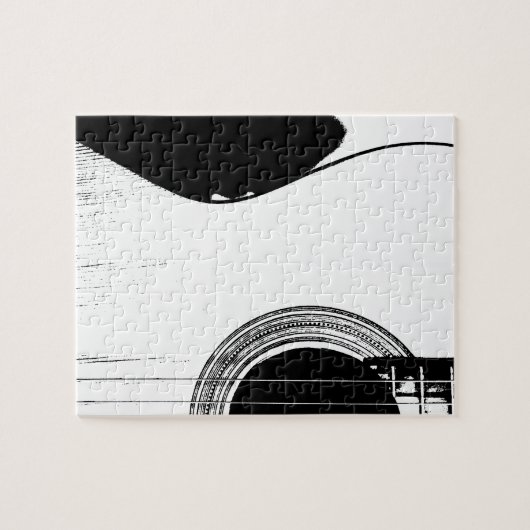 Abstrakt Guitar Musical Schwarz-weiß Puzzle (Horizontal)