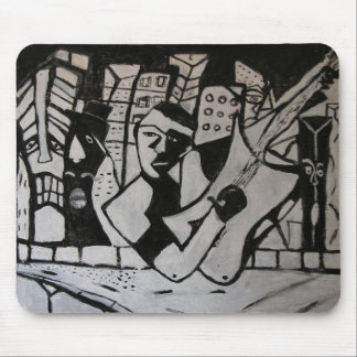 ABSTRAKT GUITARIST SCHWARZ-WEISS MOUSEPAD