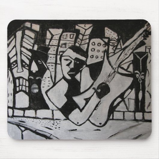 ABSTRAKT GUITARIST SCHWARZ-WEISS MOUSEPAD (Vorne)