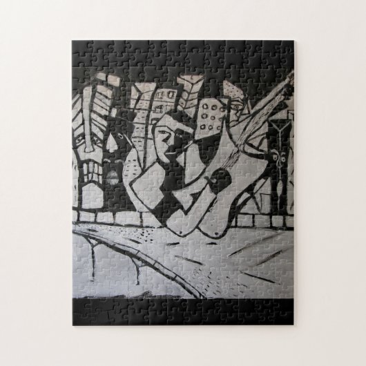 ABSTRAKT GUITARIST SCHWARZ-WEISS PUZZLE (Vertikal)