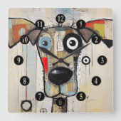 Abstrakt Hairy Dog Quadratische Wanduhr (Vorderseite)