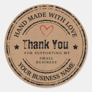 Abstrakt handgefertigt mit Liebe   Vielen Dank für Runder Aufkleber