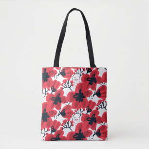 Abstrakt handgezeichnete rote Blume nahtlos Tasche