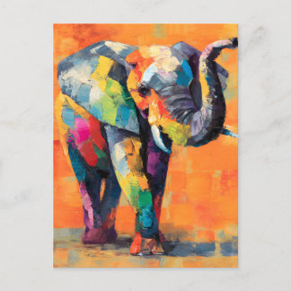 Abstrakt Happy Rainbow Elephant Ankündigungspostkarte