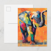 Abstrakt Happy Rainbow Elephant Ankündigungspostkarte (Vorne/Hinten)