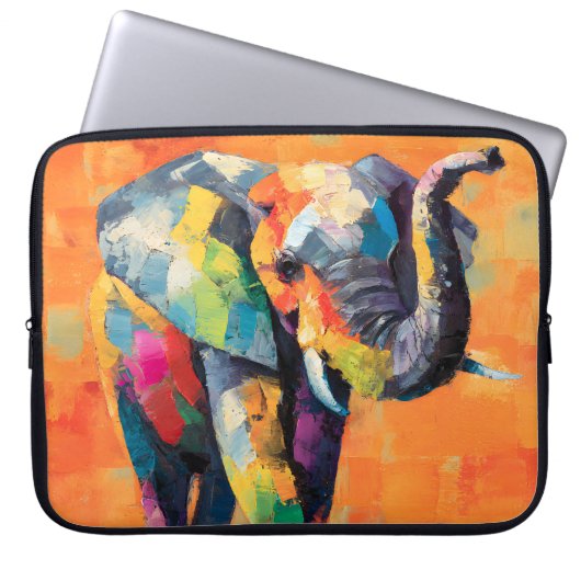 Abstrakt Happy Rainbow Elephant Laptopschutzhülle (Vorderseite)