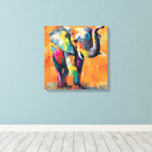 Abstrakt Happy Rainbow Elephant Leinwanddruck (Insitu (Holzboden))