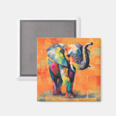 Abstrakt Happy Rainbow Elephant Magnet (Vorderseite/Rückseite)