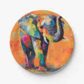 Abstrakt Happy Rainbow Elephant Pappteller (Vorderseite)