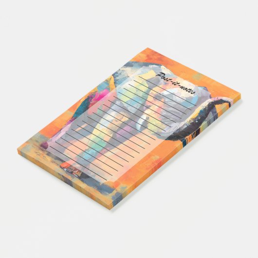 Abstrakt Happy Rainbow Elephant Post-it Klebezettel (angewinkelt)
