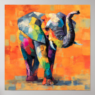 Abstrakt Happy Rainbow Elephant Poster