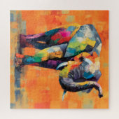 Abstrakt Happy Rainbow Elephant Puzzle (Horizontal)