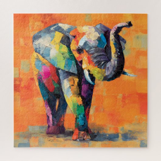 Abstrakt Happy Rainbow Elephant Puzzle (Vertikal)