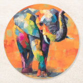 Abstrakt Happy Rainbow Elephant Runder Pappuntersetzer (Vorderseite)