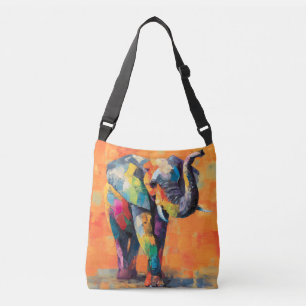 Abstrakt Happy Rainbow Elephant Tragetaschen Mit Langen Trägern