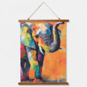 Abstrakt Happy Rainbow Elephant Wandteppich Mit Holzrahmen (Vorderseite)