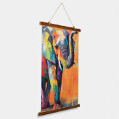Abstrakt Happy Rainbow Elephant Wandteppich Mit Holzrahmen (Gewinkelt)