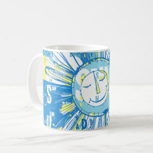 Abstrakt Happy Whimsical Sun Word Art Kaffeetasse