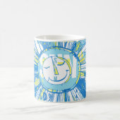 Abstrakt Happy Whimsical Sun Word Art Kaffeetasse (Mittel)