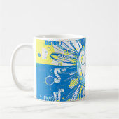 Abstrakt Happy Whimsical Sun Word Art Kaffeetasse (Links)