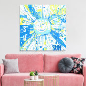 Abstrakt Happy Whimsical Sun Word Art Leinwanddruck (Insitu (Wohnzimmer))