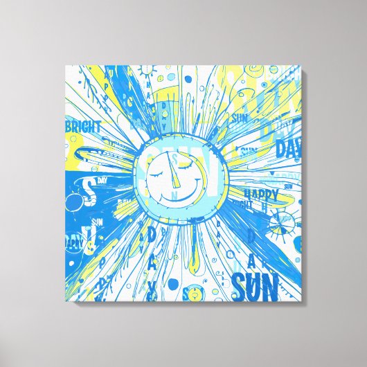Abstrakt Happy Whimsical Sun Word Art Leinwanddruck (Vorderseite)