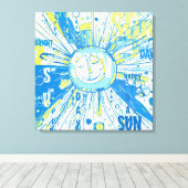 Abstrakt Happy Whimsical Sun Word Art Leinwanddruck (Insitu (Holzboden))