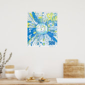 Abstrakt Happy Whimsical Sun Word Art Poster (Küche)