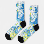 Abstrakt Happy Whimsical Sun Word Art Socken (Linkes Detail)
