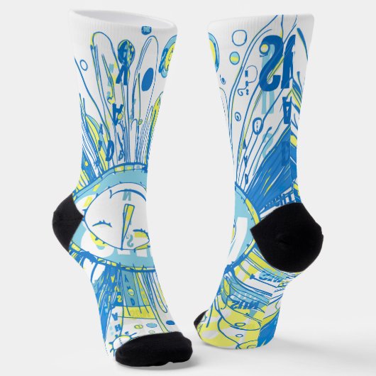 Abstrakt Happy Whimsical Sun Word Art Socken (Gewinkelt)