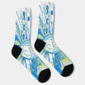 Abstrakt Happy Whimsical Sun Word Art Socken (Rechts)