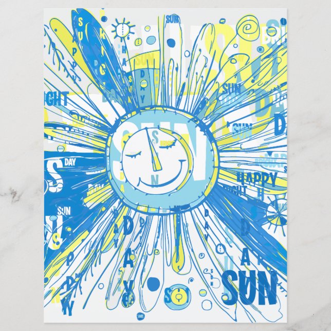 Abstrakt Happy Whimsical Sun Words Scrapbook Paper (Vorderseite)