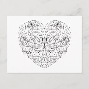 Abstrakt Heart Doodle Postkarte