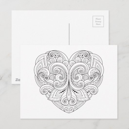 Abstrakt Heart Doodle Postkarte (Vorne/Hinten)