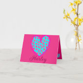 Abstrakt Heart Leopard Türkis Magenta Note Karte (Gelbe Blume)