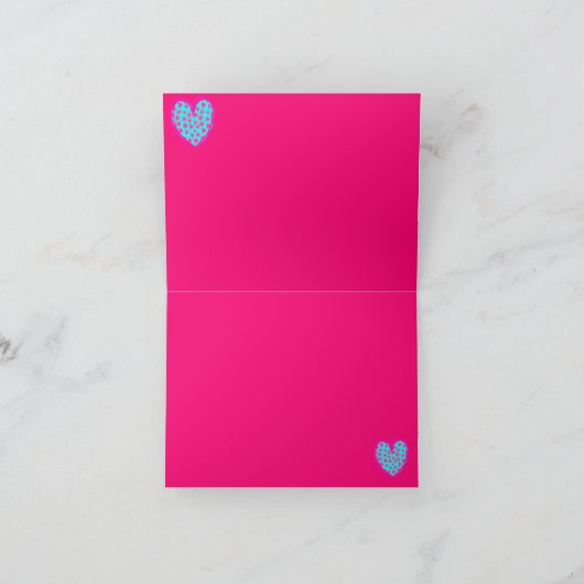 Abstrakt Heart Leopard Türkis Magenta Note Karte (Innenseite)
